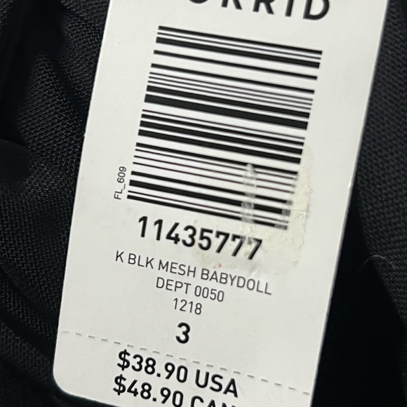 Torrid Black Mesh Babydoll Tank Top Goth Whimsigoth Fairy Goth Size 3 - Picture 8 of 8